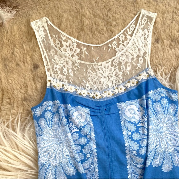 Free People Blue Lace Mini Summer Dress - Picture 3 of 5